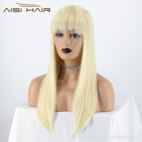 Silky Straight Wave Blonde Good Quality Long Wig Heat Resistant Synthetic Natural Wave Hair Wigs For Black White Women
